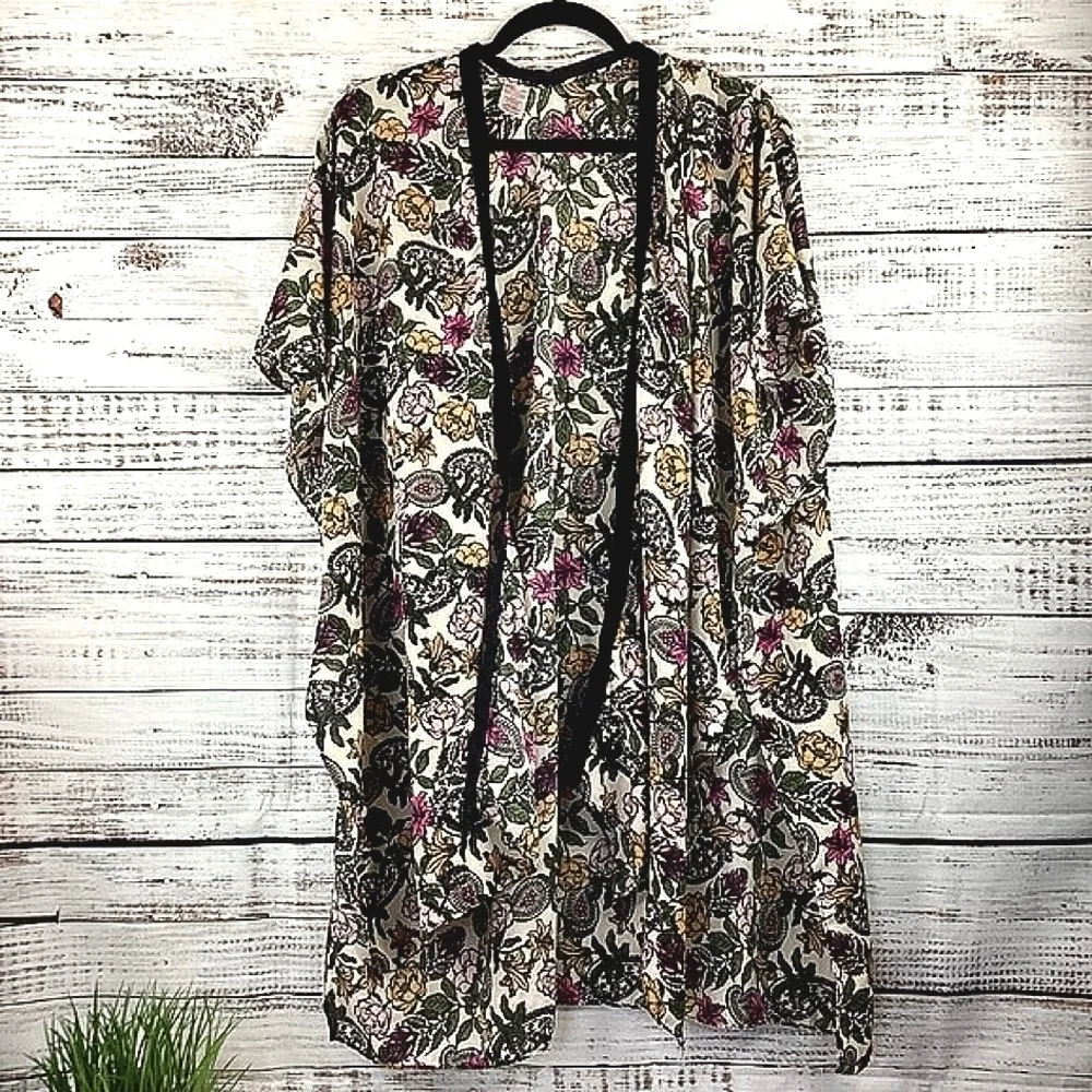 SPRING FLORAL ONE SIZE TOP KIMONO CARDIGAN SPRING SUMMER BOHO GUC - Picture 2 of 11